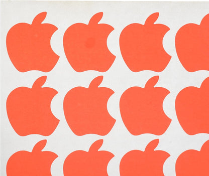 El Manar Playful Apple-Shaped Adhesive Label Sticker, 32x36 mm With Premium Material - Red Fluorescent - 64 Labels - No: 0790