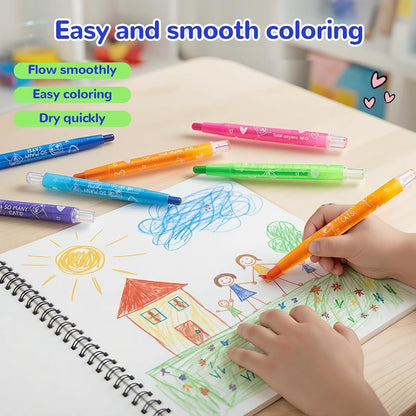 M&G Chenguang So Many Cats Retractable Wax Crayons 12 Colors - No: AGMX4336
