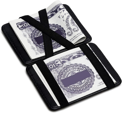 Rahala Men's Leather Bifold Cash Strap Cardholder Wallet (Brown) - No:RA108