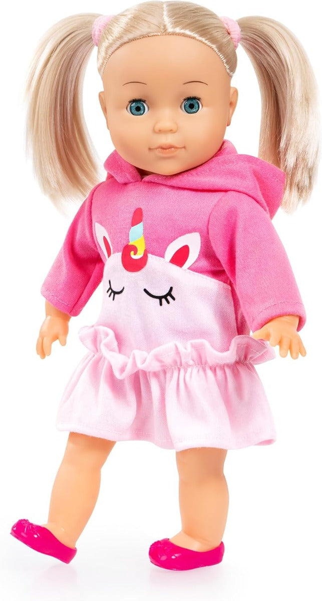 دمية شارلين الصغيرة من باير ديزاين، بتصميم وحيد القرن الوردي، تصدر أصوات قبلات وضحكات، شقراء - رقم: 93335BL