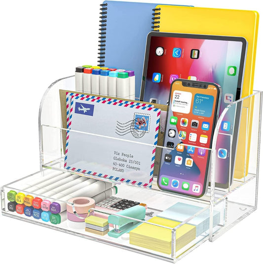 Acrylic Clear Office Organizer Multiple Space.