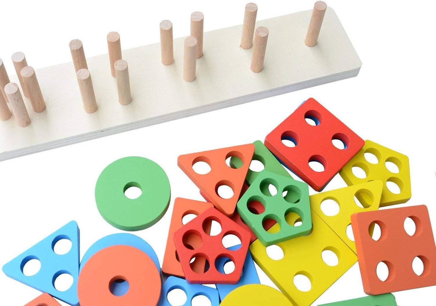 Wooden Multi Colored Angle Geometric Blocks Stacker Shape