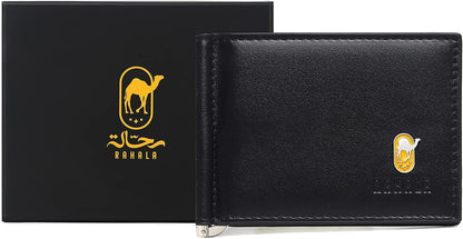 Rahala Men's Leather Bifold Money Clip Wallet (Black) - No:RA110