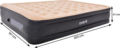 Jilong Avenli Self-Inflating Air Mattress / Guest Bed for 2 People 203 x 157 x 47 cm with Built-In Automatic Pump Beige Anthracite - No:24042EU