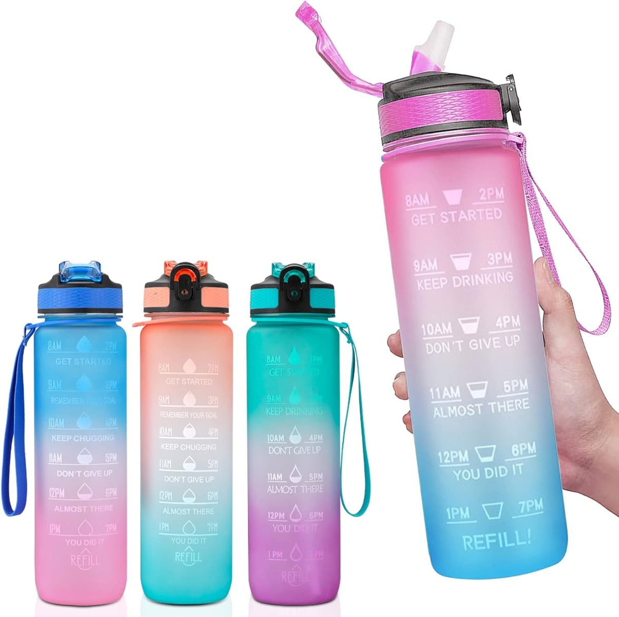 Celerity motivational water bottle 700 ML with time marker & straw - Assorted Color