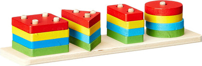 Wooden Multi Colored Angle Geometric Blocks Stacker Shape