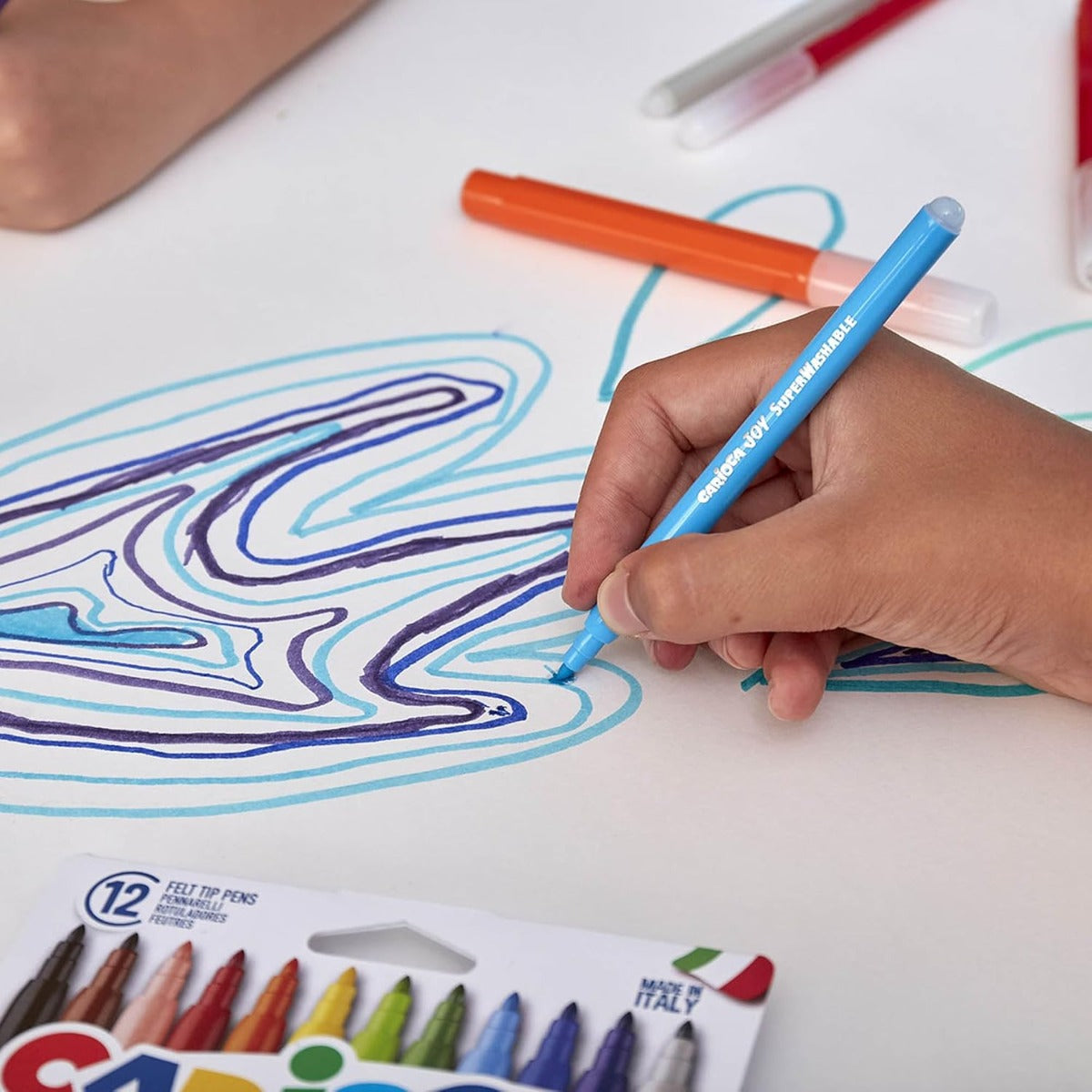 أقلام تلوين كاريوكا فائقة الغسل ذات رؤوس دقيقة - مجموعة من 12 قلمًا - رقم: 40614