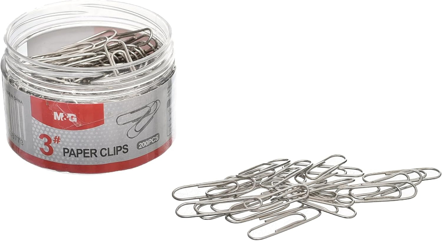 M&G Chenguang Paper Clip, Nickel, Secure and Durable Document Binding, 200 Pins - No:ABS916DR