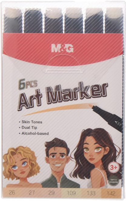 مجموعة أقلام تلوين من إم آند جي آرتس، 6 قطع - رقم المنتج: Apm49727