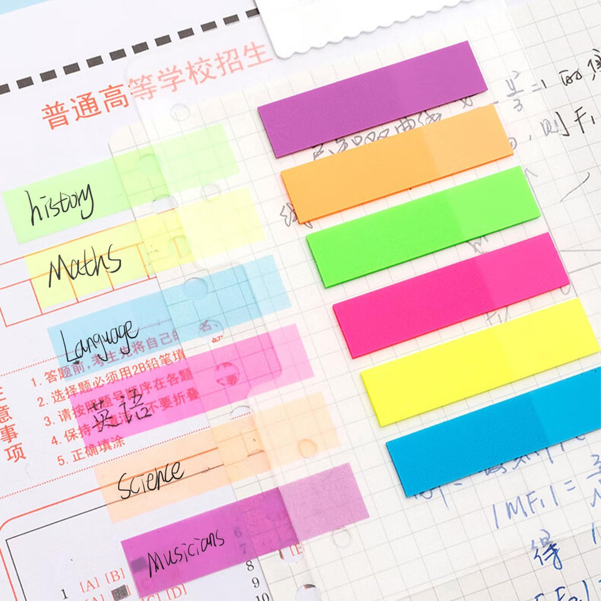 M&G Chenguang PETSTICK Sticky Page Flags – 6 Colors, 20 Sheets Each, Transparent Writable Index Tabs – No: YS-21