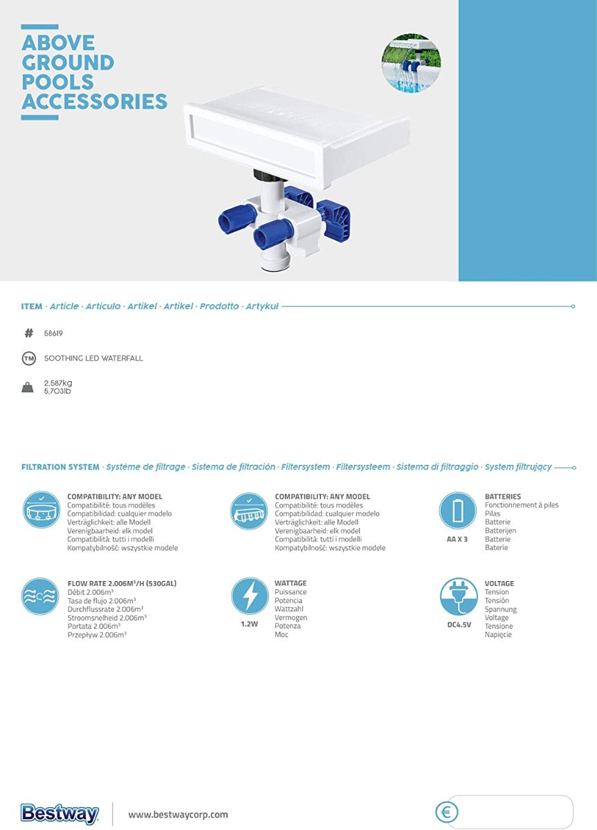 Bestway Flowclear Soothing Waterfall with LED Lights - No:58619