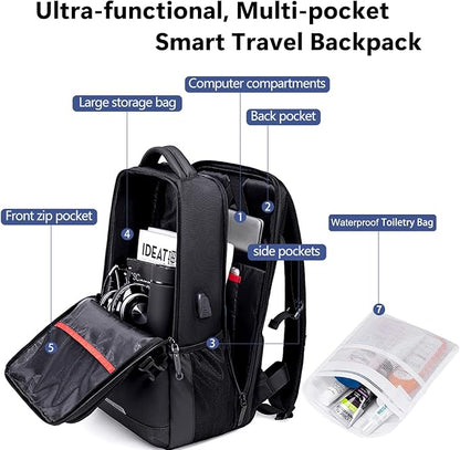 حقيبة ظهر جولدن وولف للجنسين، سعة 19 لترًا، مضادة للسرقة، تفتح بزاوية 180 درجة، تتسع لجهاز كمبيوتر محمول حتى 15.6 بوصة - رقم المنتج: GB0444 