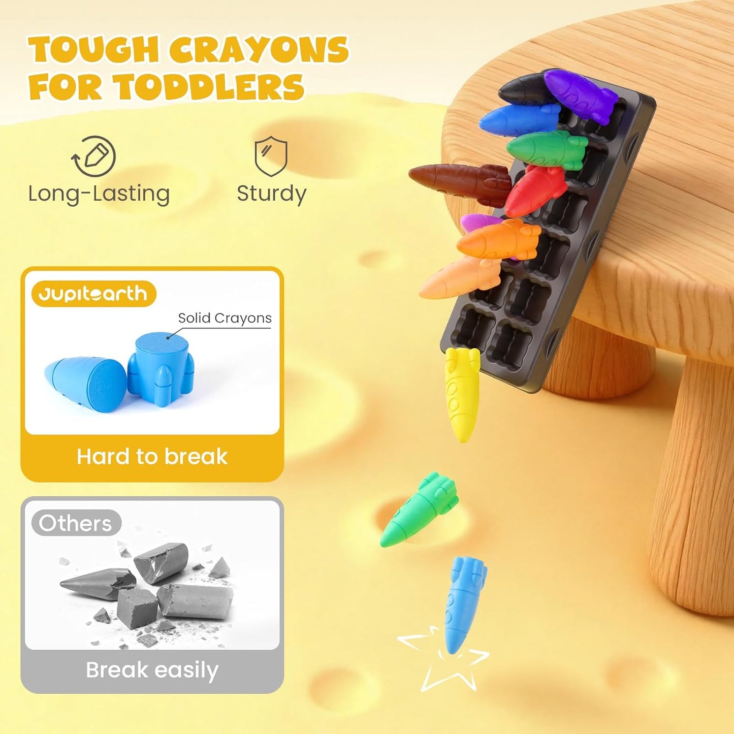 M&G Chenguang 12 Colors Crayons for Toddlers, Non-Toxic Washable Rocket Crayons, – Easy Grip Washable Crayon Set for Kids - No:AGMX4175