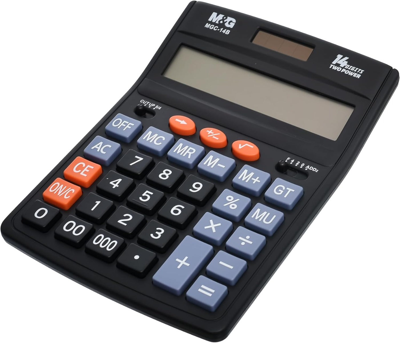 M&G Chenguang Large Display Desktop calculator 14 Digits two Power source - No:ADG981J6