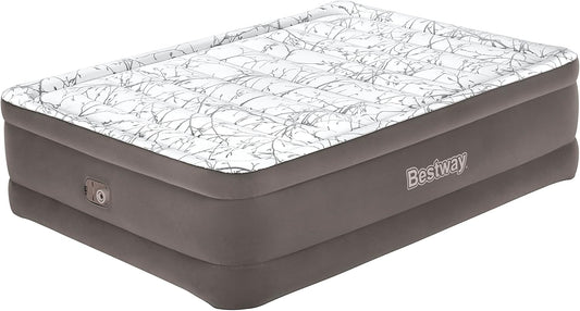Bestway Tritech Fashion Flock Air Mattress Queen Built-in AC Pump 2.03m x 1.52m x 56cm - No:6713E