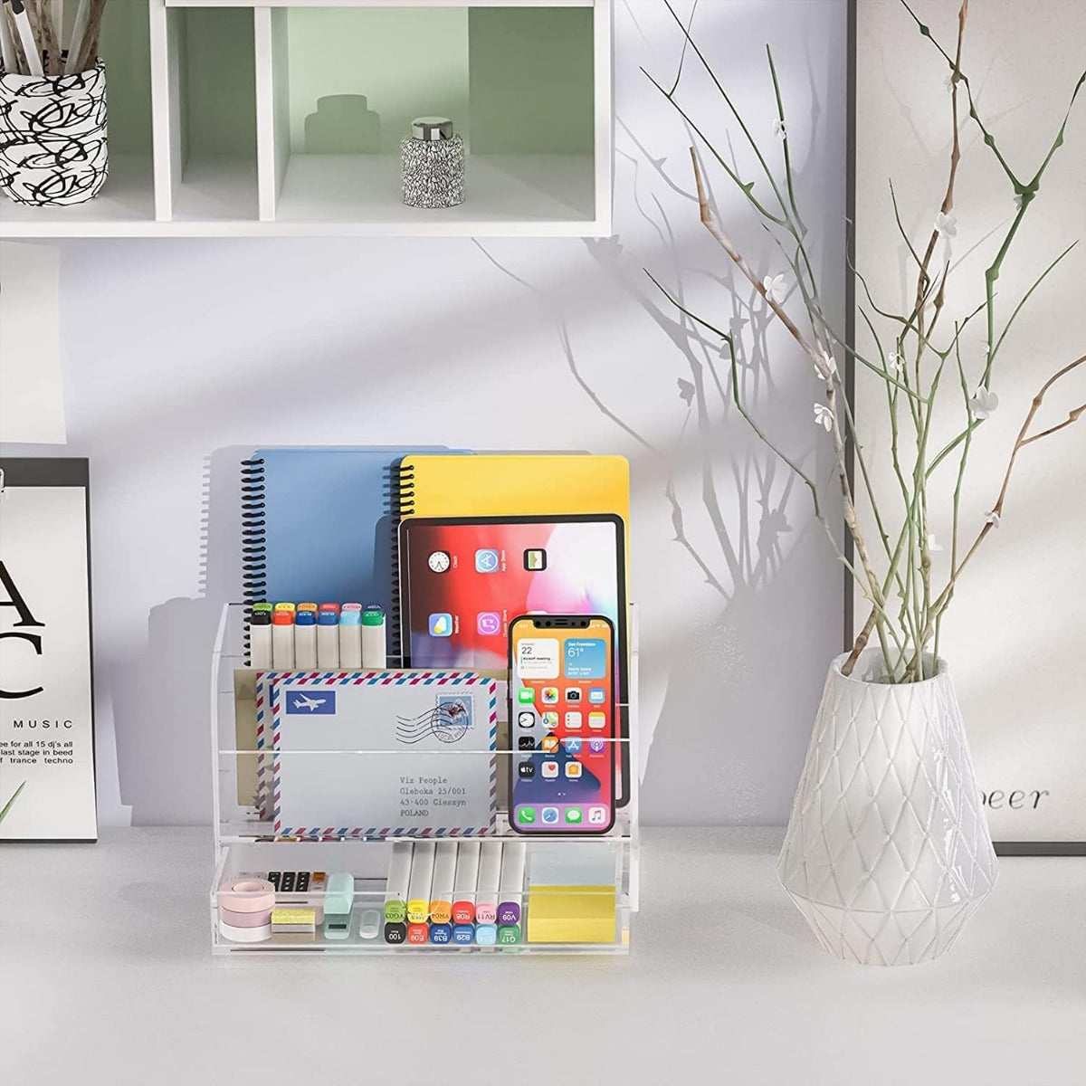 Acrylic Clear Office Organizer Multiple Space.