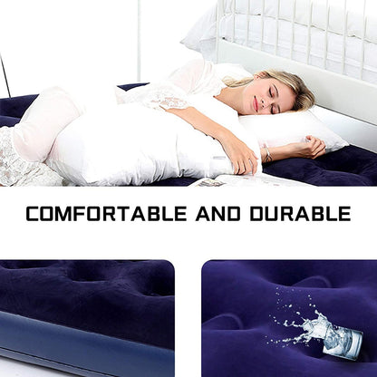 Jilong Flocked Coil Beam Blue Twin Inflatable Mattress 191x99 x22cm - No:20334