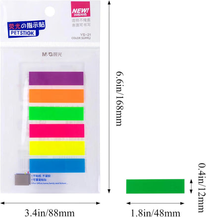 M&G Chenguang PETSTICK Sticky Page Flags – 6 Colors, 20 Sheets Each, Transparent Writable Index Tabs – No: YS-21