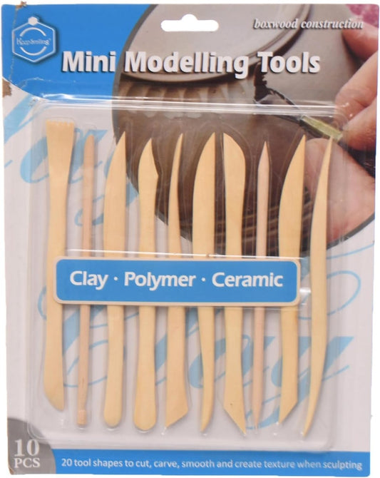 Keep Smilling Set Of 10 Pieces Of Wooden Mini Modling Tools For Clay - NO: M74