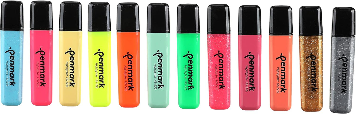 قلم تحديد Penmark، 12 لونًا (4 ألوان نيون، 4 ألوان باستيل، و4 ألوان سيملي) - رقم المنتج: HS-505-12NP