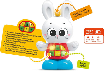 لعبة أرنب نطاط للأطفال من كيدز هيتس، طولها 15 سم، مناسبة للأطفال من عمر سنتين فما فوق.