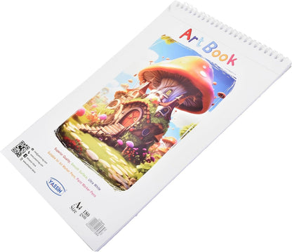 كراسة رسم ياسين وايت، 12 ورقة A4، مُجلّدة بسلك حلزوني، مناسبة للرسم الفني الاحترافي.