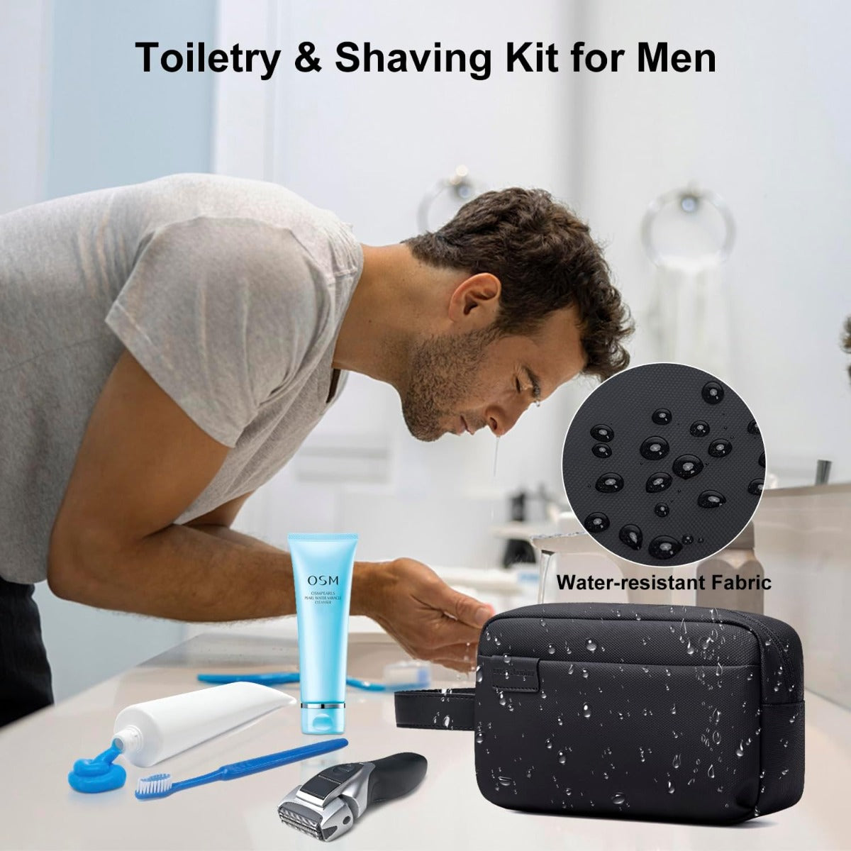 حقيبة أدوات تجميل للرجال من آركتيك هانتر، حقيبة سفر صغيرة مقاومة للماء مع جيوب متعددة - رقم المنتج: k00580 