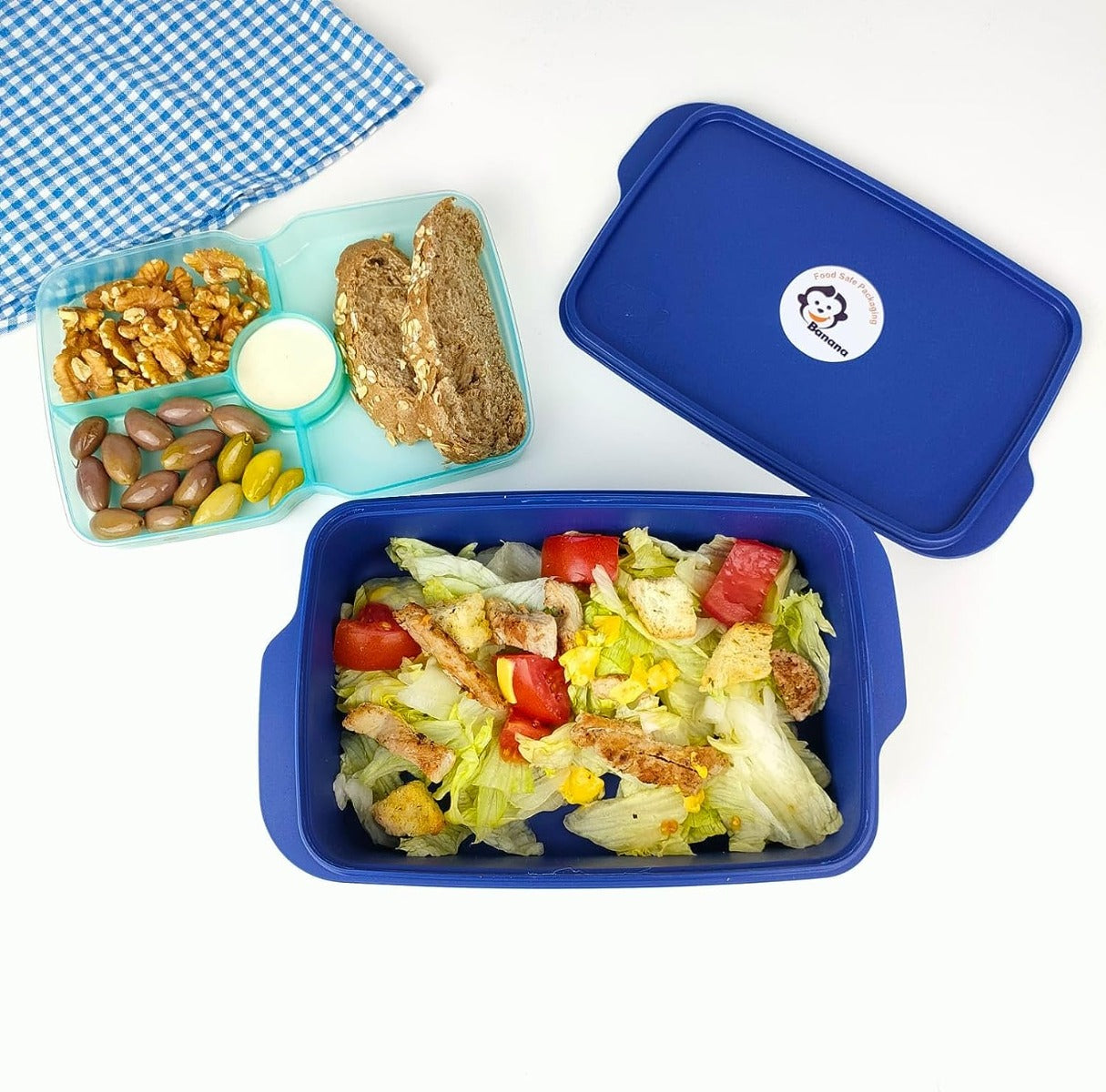 علبة غداء على شكل موز سعة 1.5 لتر من دورين مع فواصل - لون كحلي