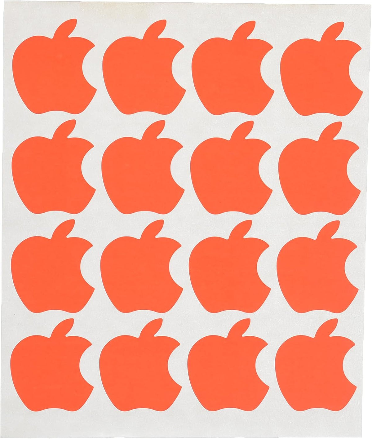 El Manar Playful Apple-Shaped Adhesive Label Sticker, 32x36 mm With Premium Material - Red Fluorescent - 64 Labels - No: 0790