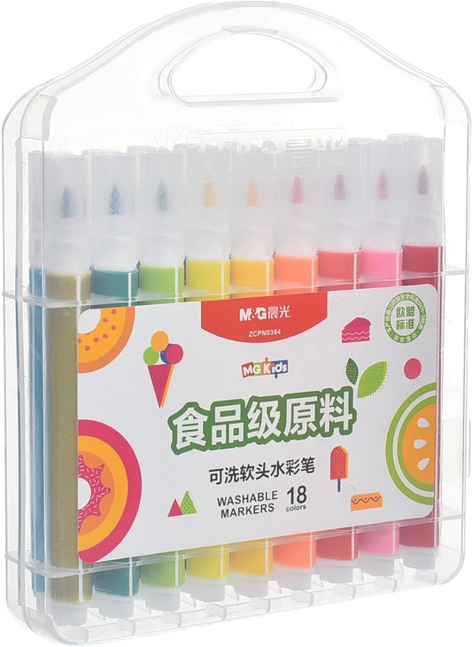 M&G Chenguang Food-Grade Water Color Pen Soft Brush Washable Creative and Flexible Art, Brush Tip, 18 Colors - No:ZCPN0384