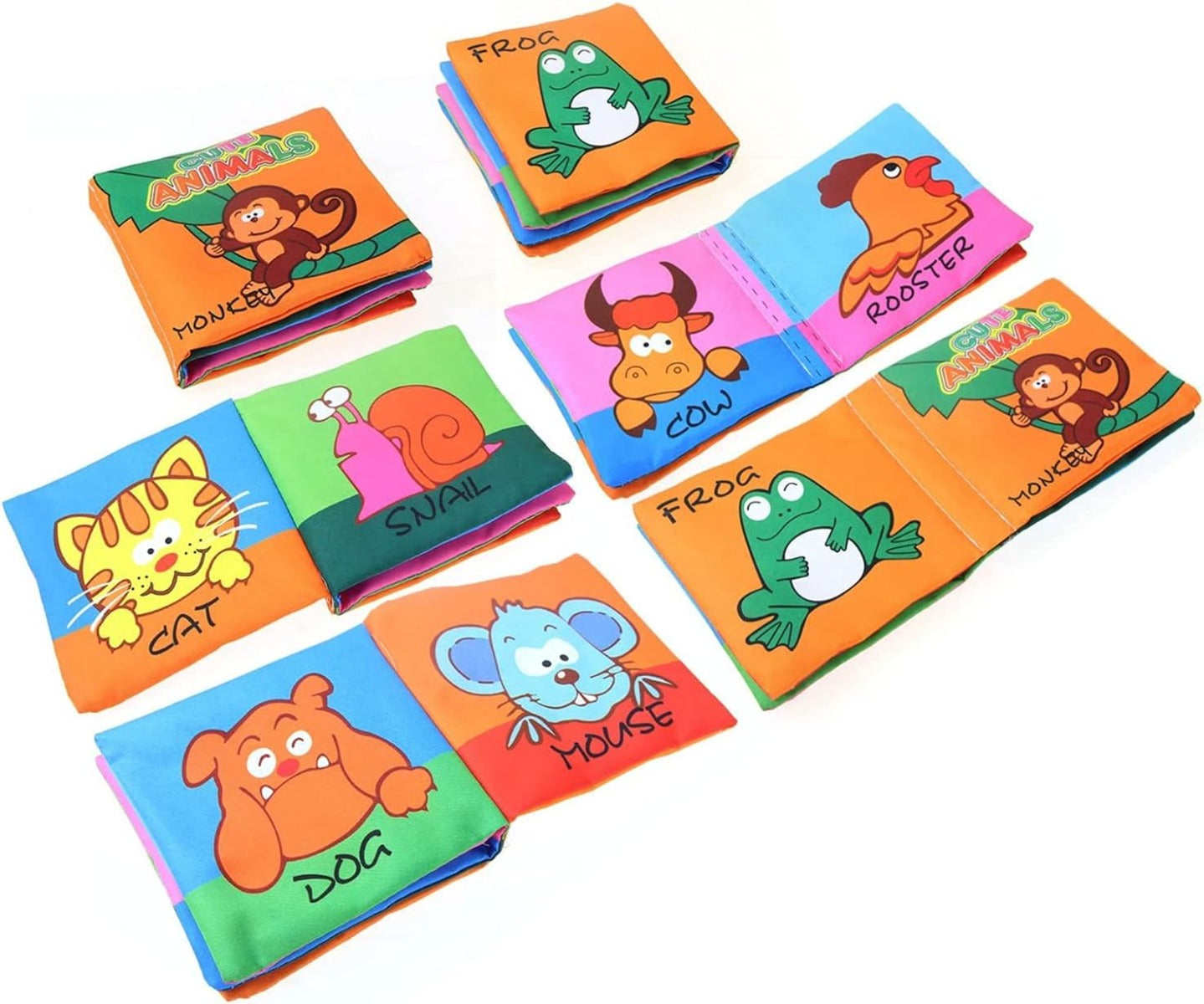 مجموعة من 6 كتب قماشية ناعمة غير سامة للأطفال على شكل دب - تصدر صوت صرير 