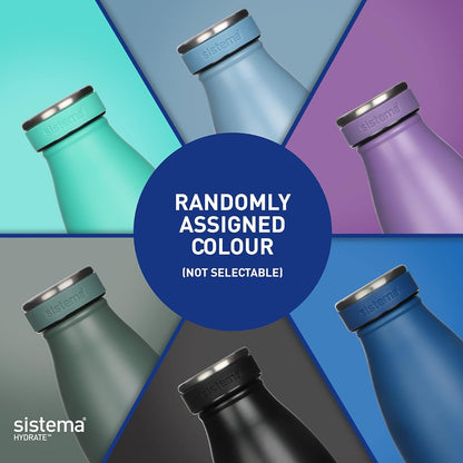 Sistema Hydrate Stainless Steel Water Bottle 500 ml Leak-Proof Reusable BPA & Phthalate Free - No:00550 - Assorted Color