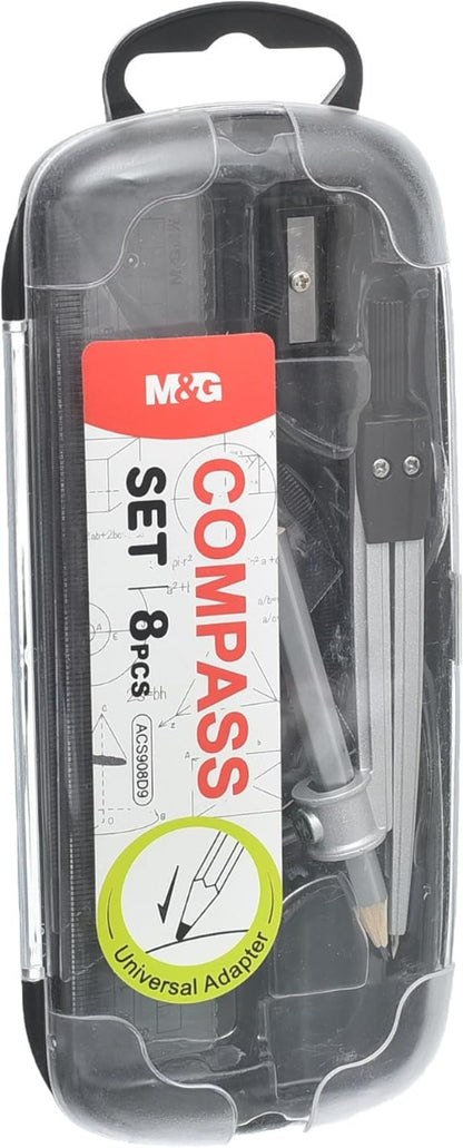 M&G Chenguang Geometry Set, Comprehensive Drafting Solutions, 8 Pieces - Compass Caliper Set - No:ACS908D9