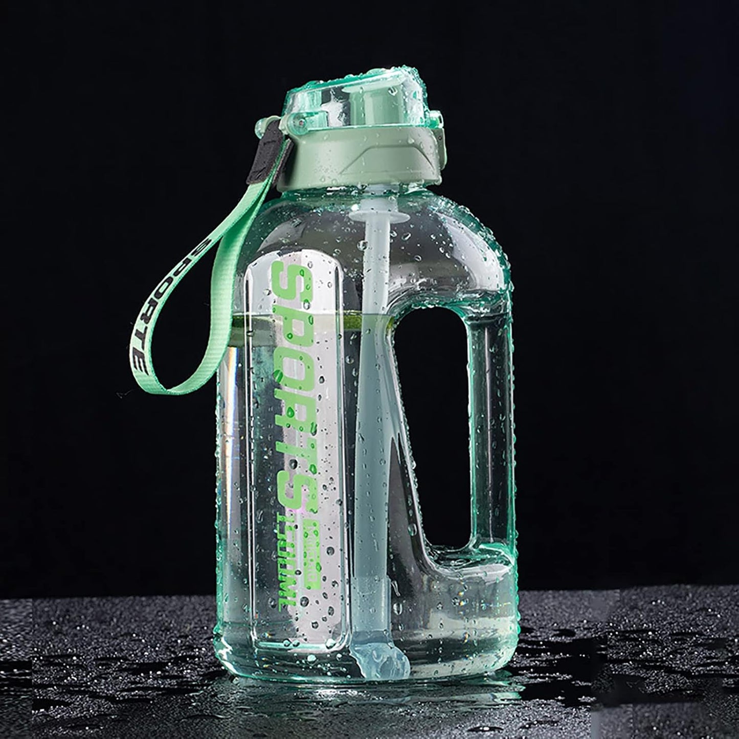 Zannuo Sports Water Bottle with Built-In Straw and One-Touch Flip Lid – 1600ml - Assorted Color - 1pcs