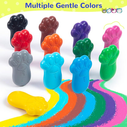 M&G Chenguang So Many Cats Claw Shaped Wax Crayon 12 Colors Bright and Safe Artistic Expression, SMC, Non-Toxic- No:AGMX4179