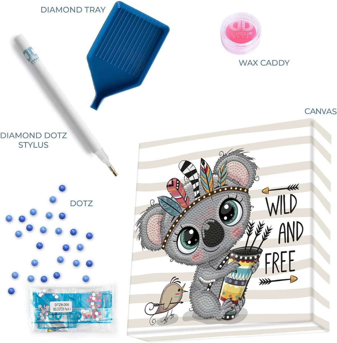 مجموعة دايموند دوتز وايلد آند فري دوتز، مجموعة رسم بالألماس مع حفر جزئي، مجموعة فنون الألماس - رقم: DBX026