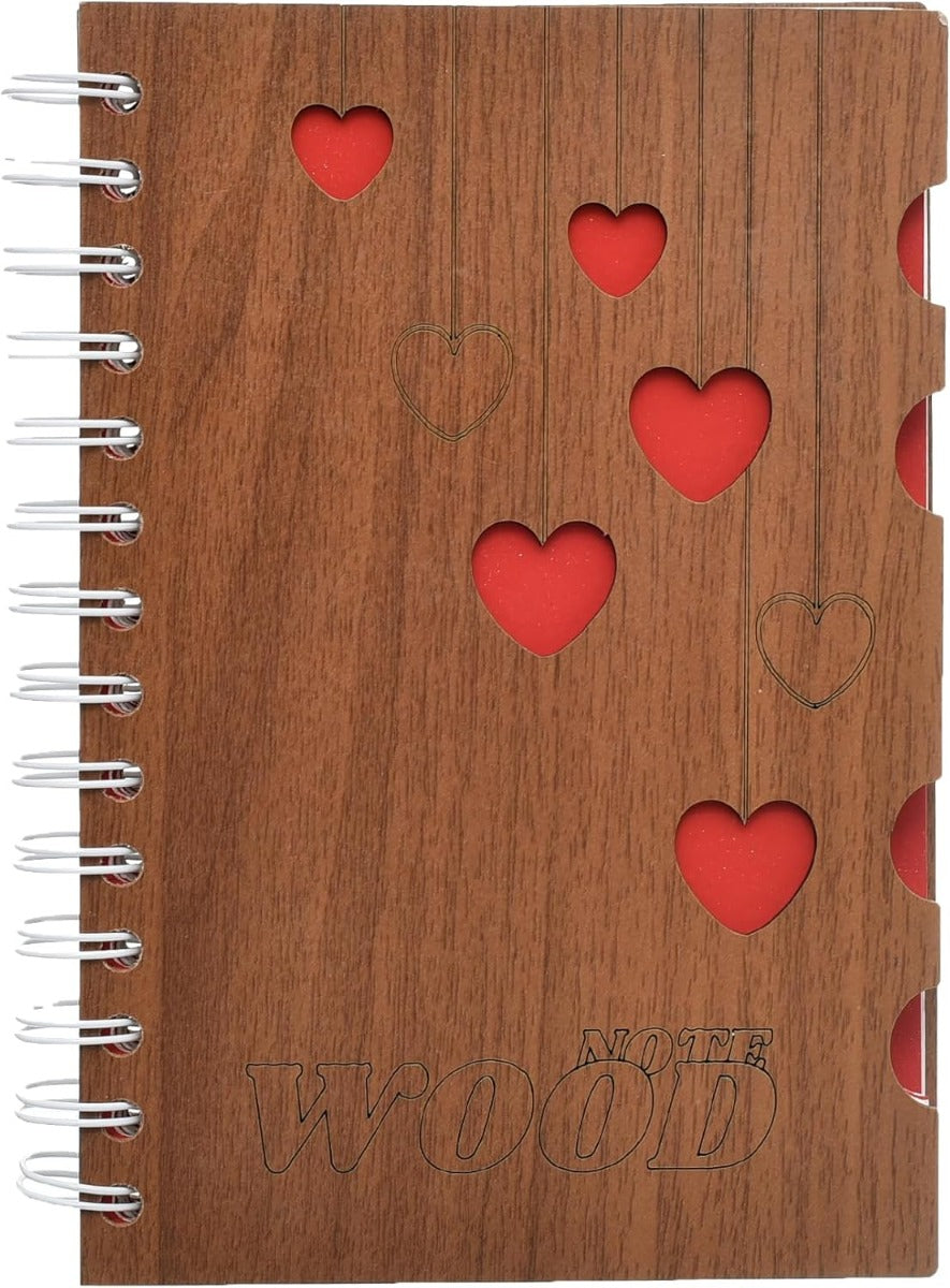 Yassin Woody Notebook, 50 Sheets 15x19cm for Compact Notes, Dotted lines