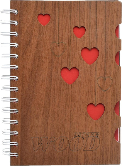 Yassin Woody Notebook, 50 Sheets 15x19cm for Compact Notes, Dotted lines
