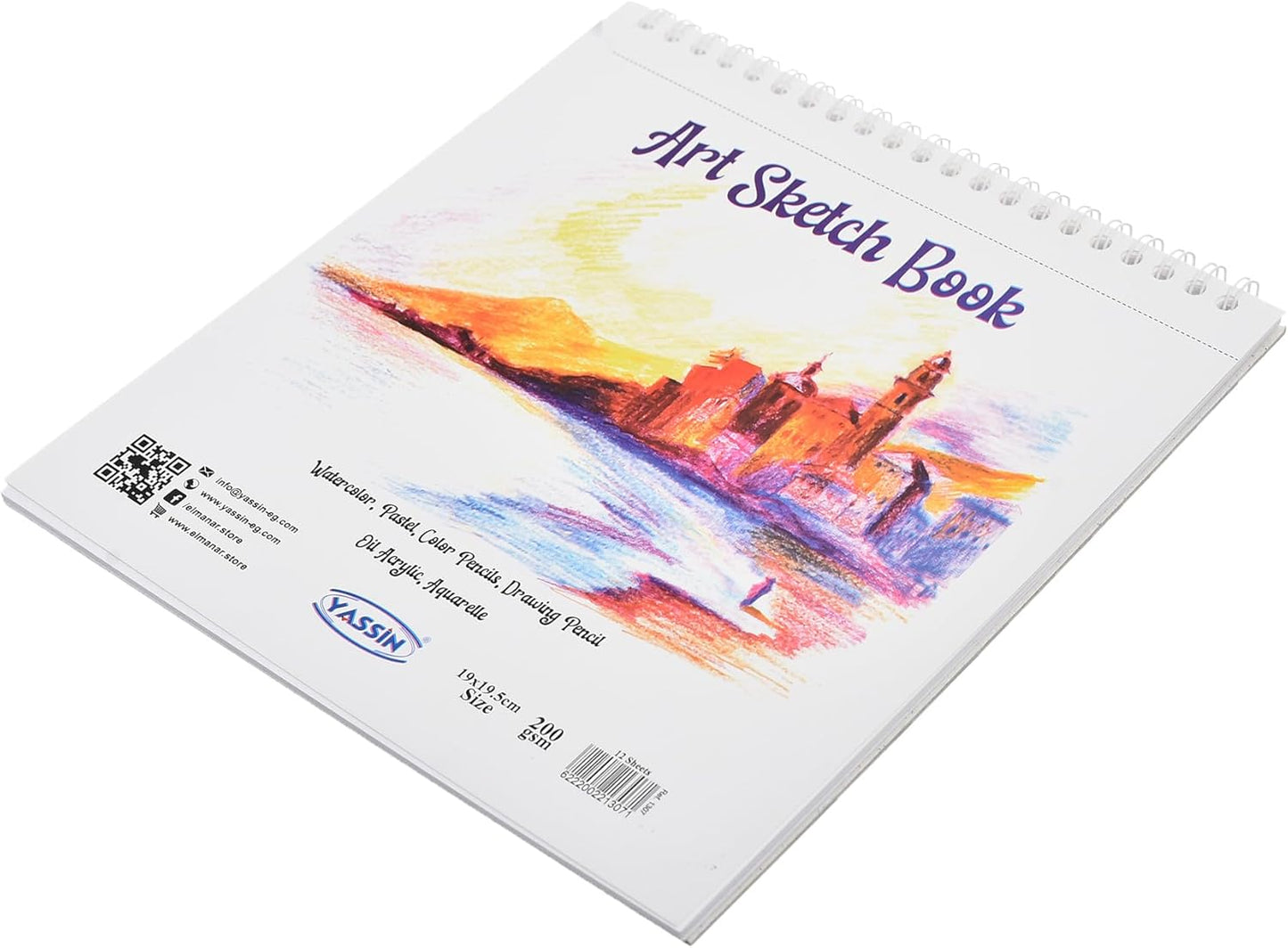 Yassin White Sketchbook 12 Sheets Wire-Bound 19×15cm Creative Drawing