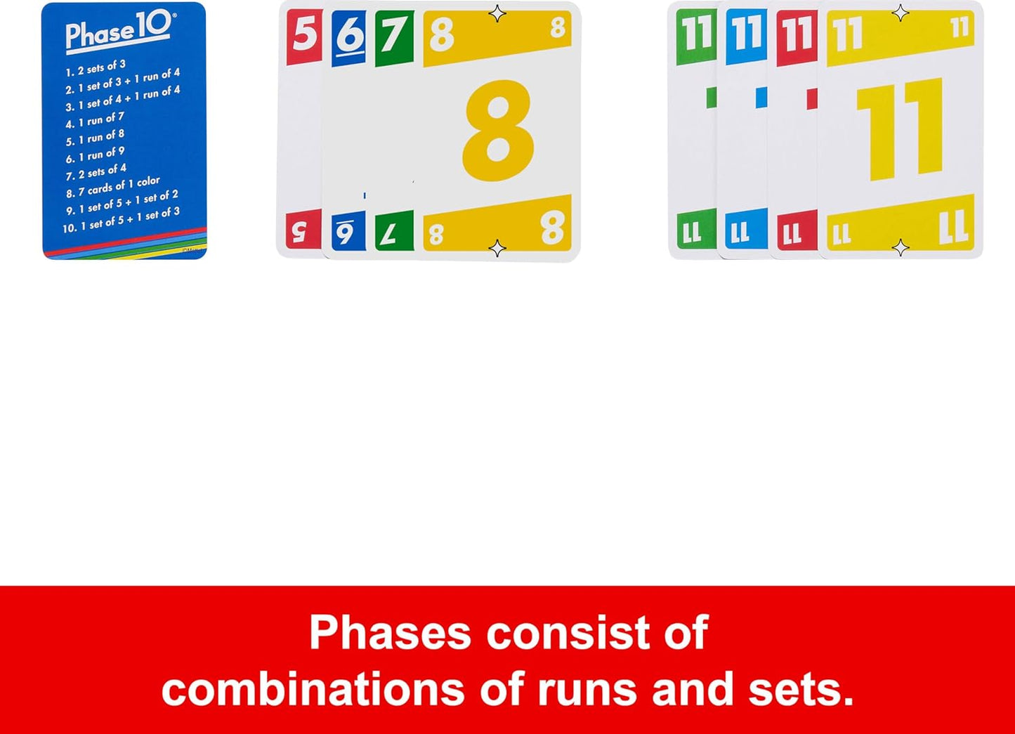 Mattel Games Phase 10 Card with 108 Cards, Makes a Great Gift for Kids +7 age - No:305HSZ