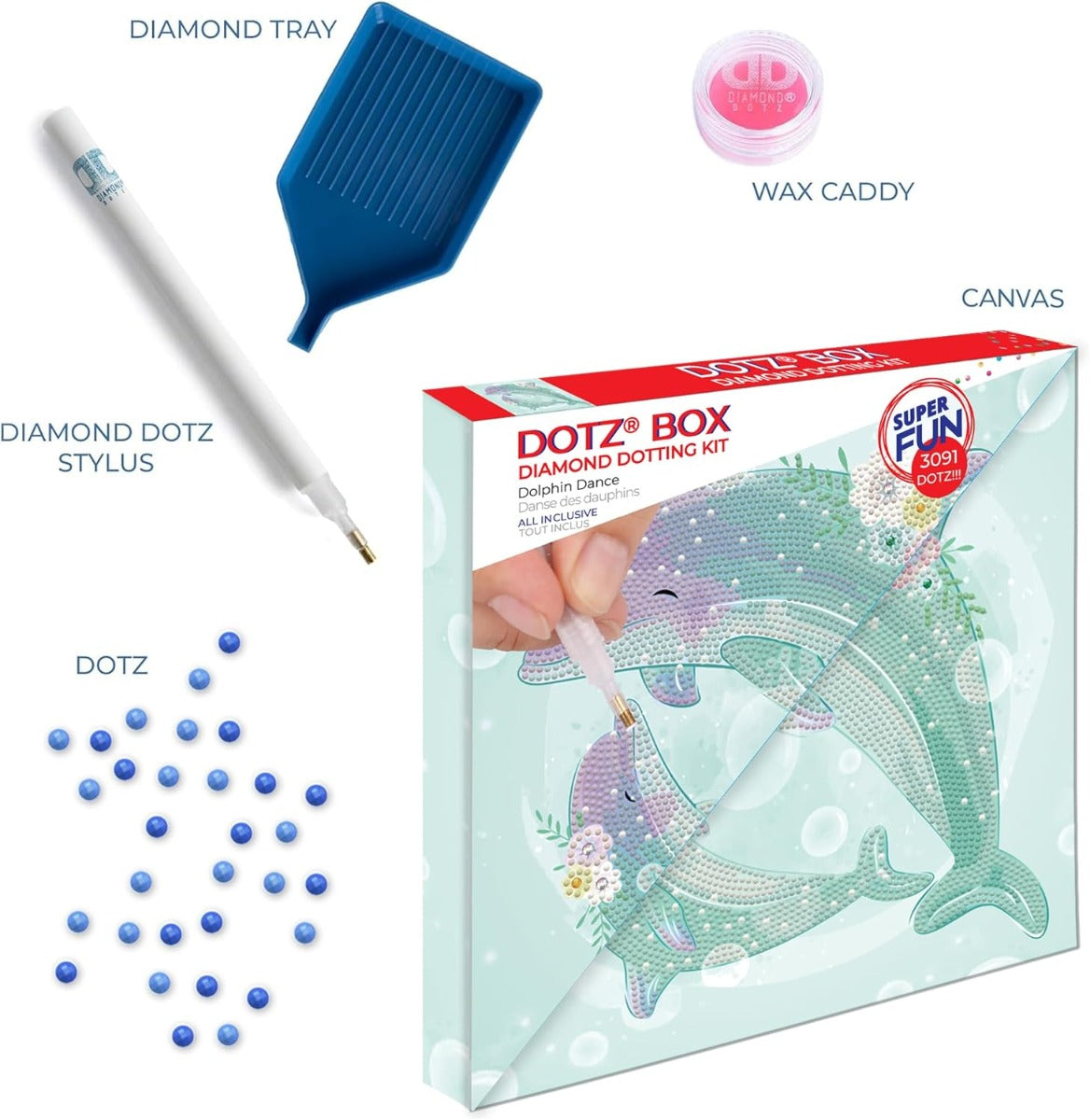 مجموعة أحجار الماس "رقصة الدولفين" - حفر جزئي، أحجار دائرية، مجموعات الرسم بالماس، مجموعات فن الماس - رقم: DBX059