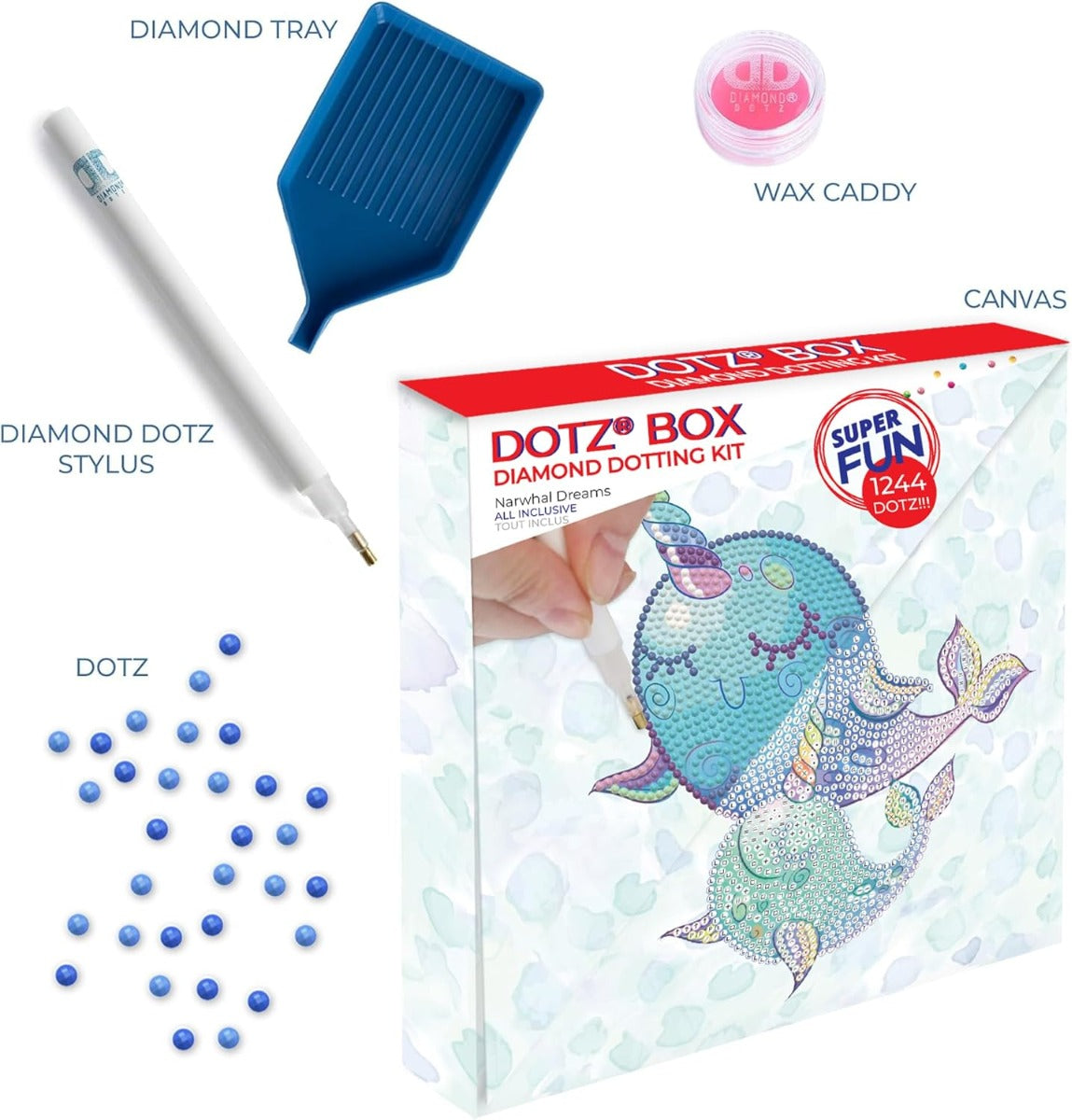 مجموعة دايموند دوتز ناروال دريمز دوتس بوكس، نقاط دائرية، مجموعات الرسم بالألماس، مجموعات فن الألماس - رقم: DBX008