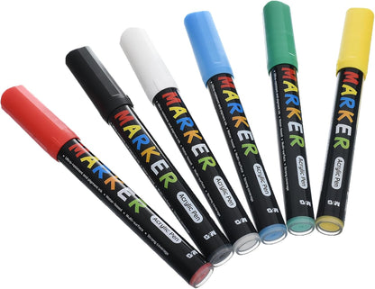 M&G Chenguang Acrylic Pen Set 6 Colors, Bold Art Creations, Fine Tip, Non-Toxic Ink , 2mm - No: APL976P3