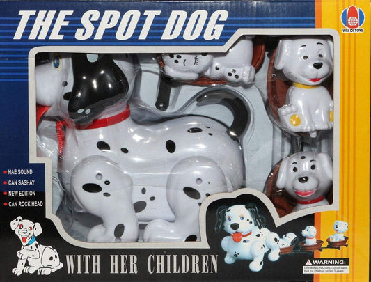 لعبة الكلب سبوت مع أطفالها، أبيض وأسود، 4 قطع - رقم: 6801