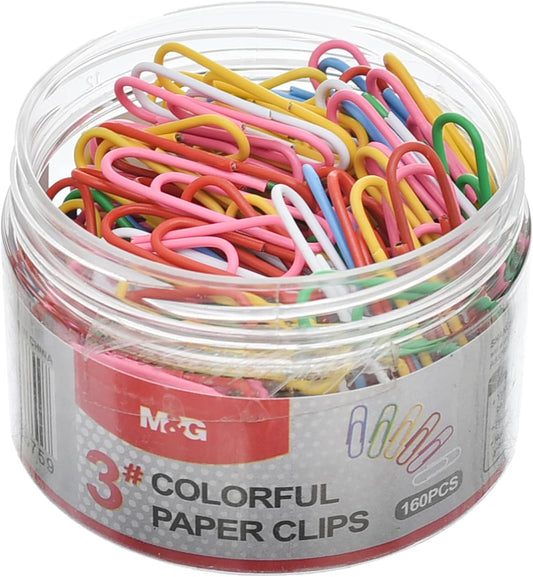 M&G Chenguang Pack of Colored Paper Clips , Paper Clip, Colorful, Vibrant Document Organization 160pcs - No: ABS916DQ