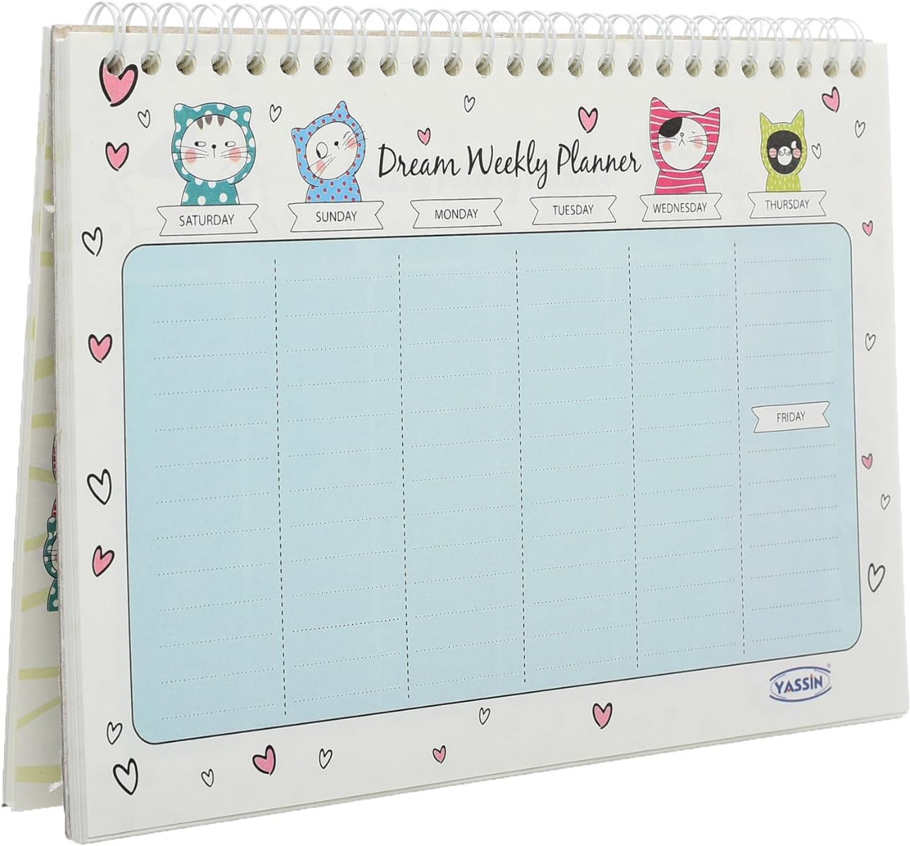 Yassin Dream Weekly Planner Notebook, 15x25cm Wire-Bound for Efficient Task Planning