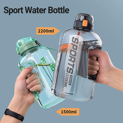 Zannuo Sports Water Bottle with Built-In Straw and One-Touch Flip Lid – 1600ml - Assorted Color - 1pcs