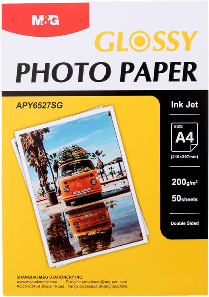 M&G Chenguang Glossy Paper, 200gsm A4 Double-Sided for High-Quality Photo and Document Printing - 50 sheets - No:APY6527SG