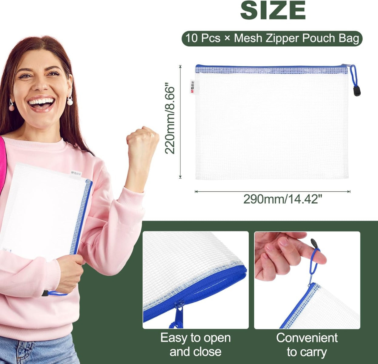 M&G Chenguang Grid Zipper Document Bag Zipper Envelope, Size:B5 - 1pcs - No:ADMN4283