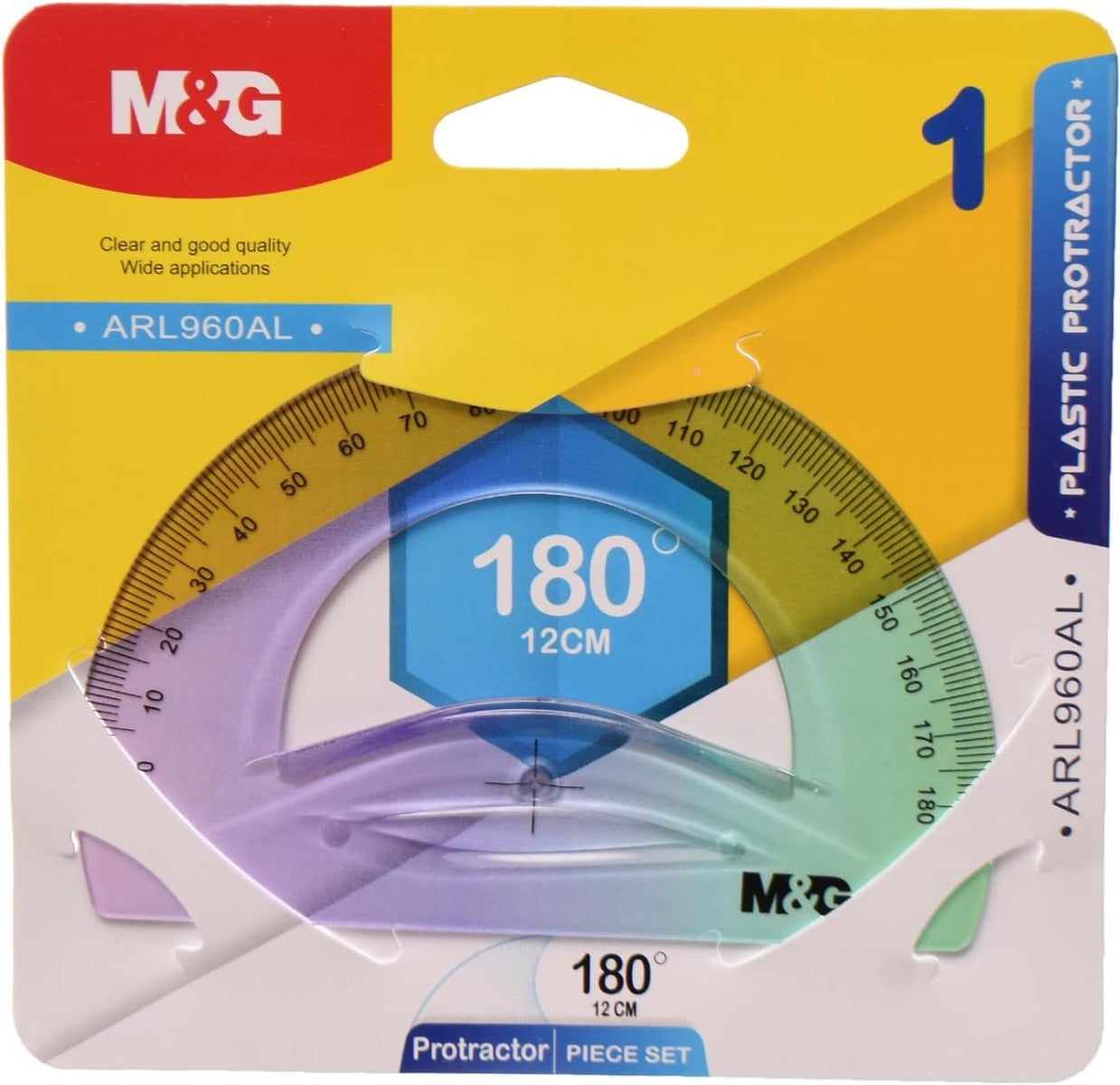 M&G Plastic Protractor 180 Degree, Crafted From High-Quality Materials - NO: Arl960Al
